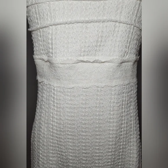 MEROKEETY Mini Dress Tie Back Lined White Prom Party Wedding Cocktail Size M - Picture 7 of 9
